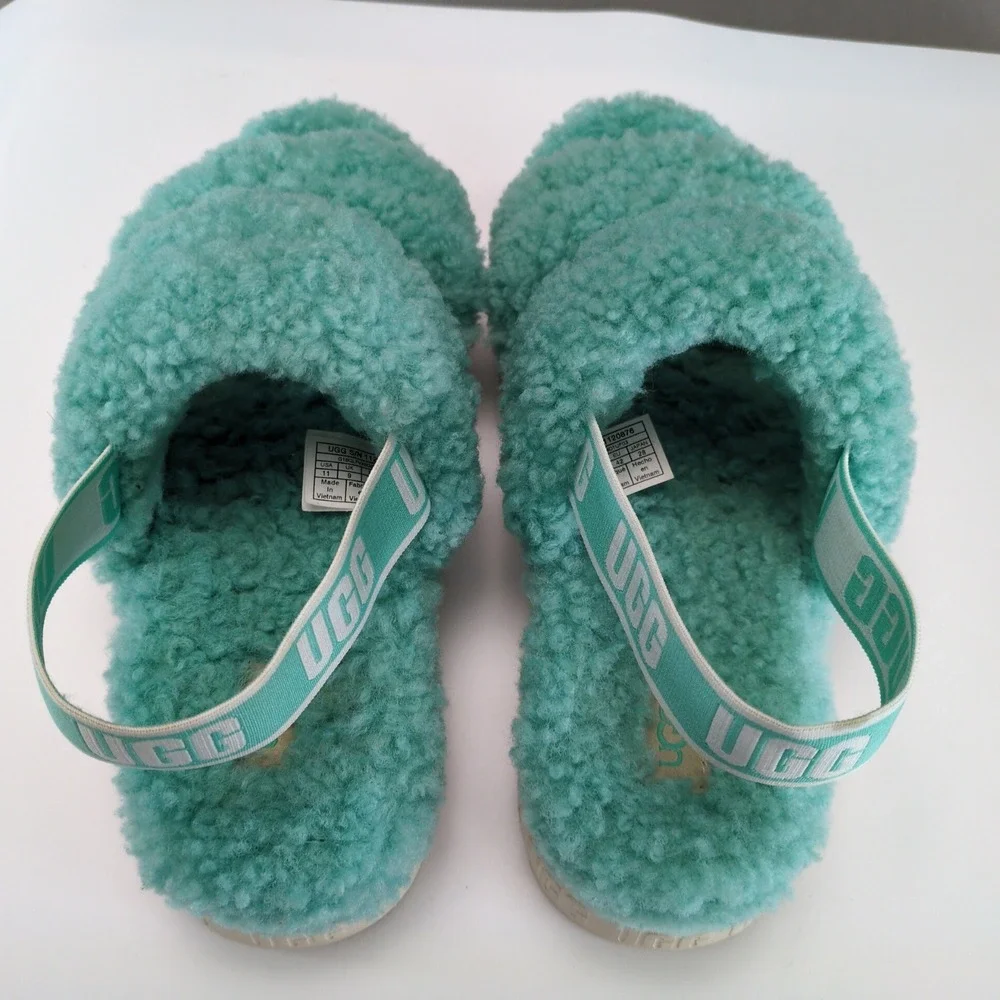 UGG Oh Fluffita Splash Blue Teal Shearling 2.5